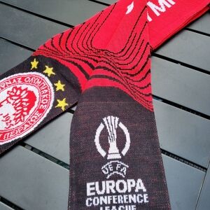 UEFA Europa Conference League Athens Finals 2024 Red Black Scarf Soccer